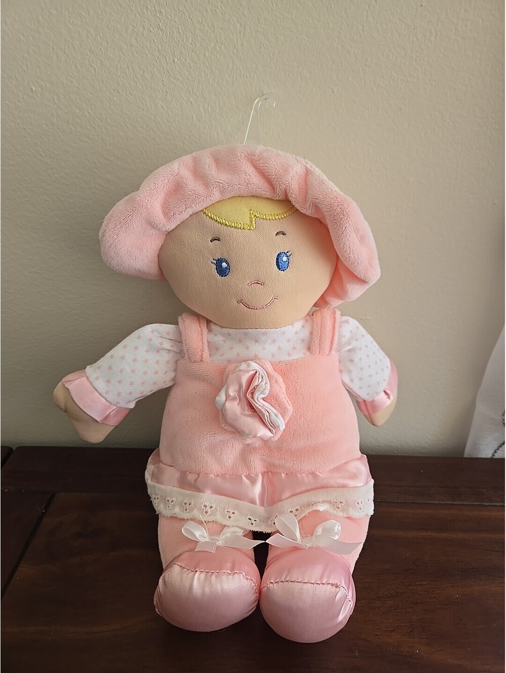 Kids Preferred Pink Baby Doll Lovey Crinkle & Rattle Plush Stuffed Toy 12"